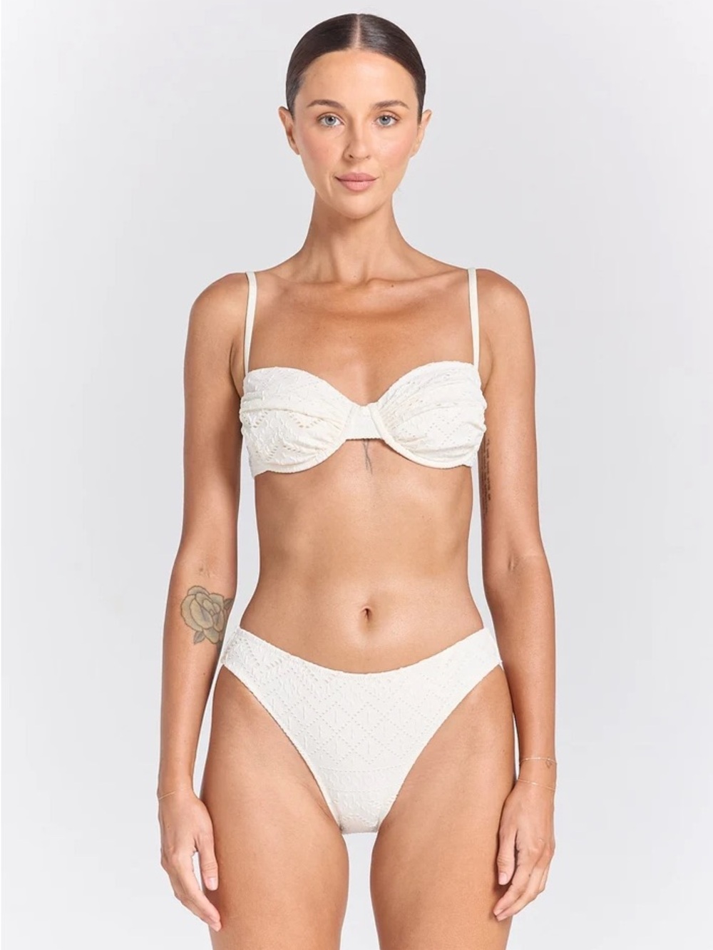 Classic Cream Textured Bikini Set - Brand Unspecified
